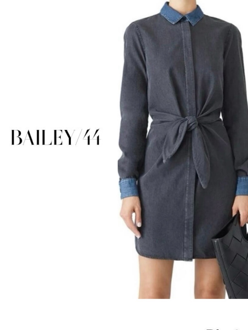 Bailey 44 Picnic Dark Denim Tie-Front Shirt Dress
